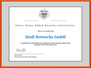 Zimbra Silver Partner Zertifikat